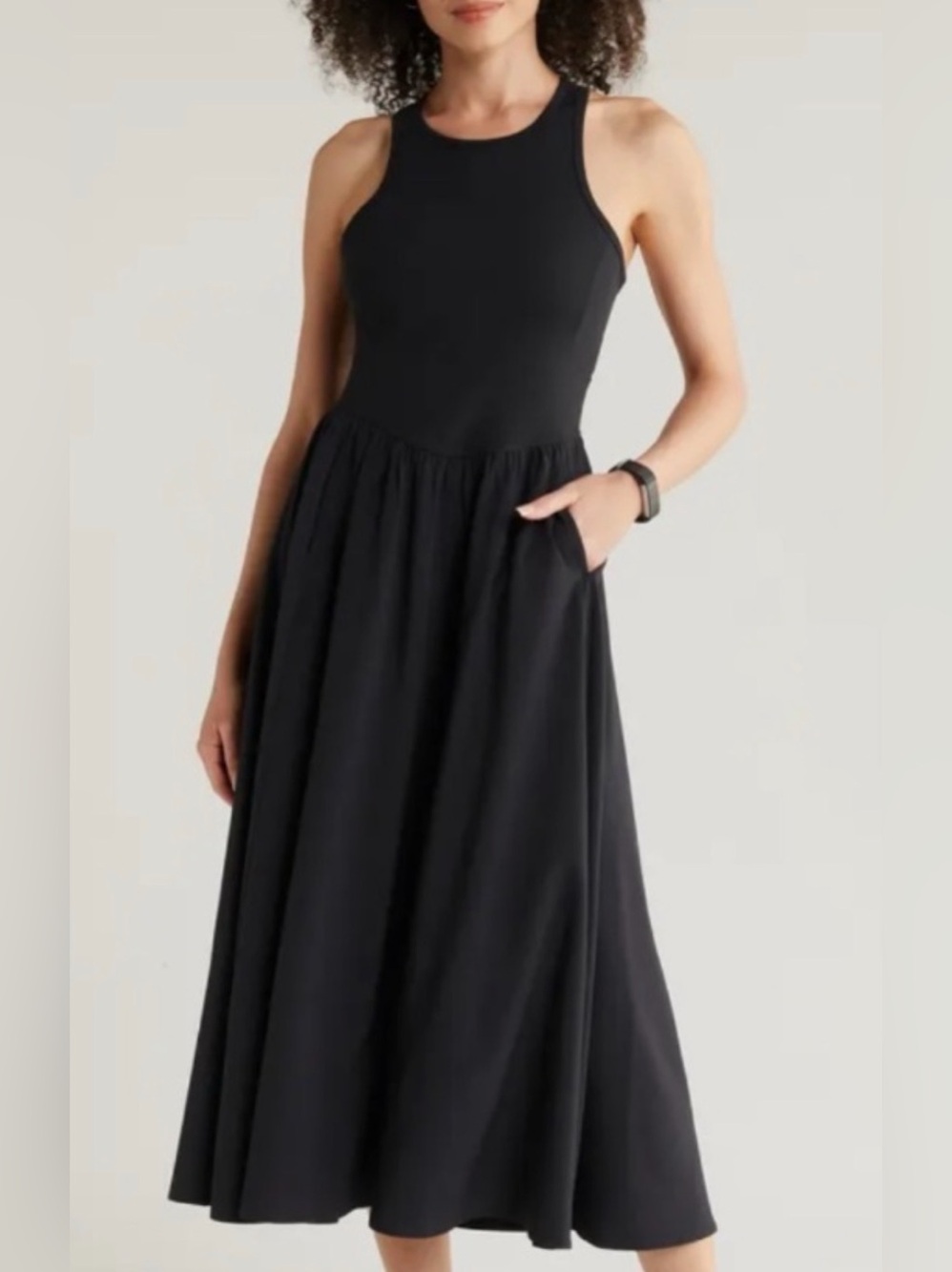 Zella Sleeveless Black Maxi Dress with Pockets